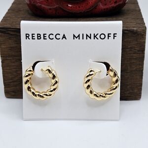 Rebecca Minkoff Gold Twist Hoop Earrings